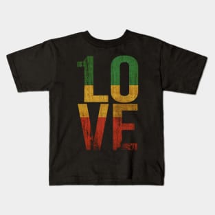 1 Love One Love Roots Rock Reggae Rasta Design Kids T-Shirt